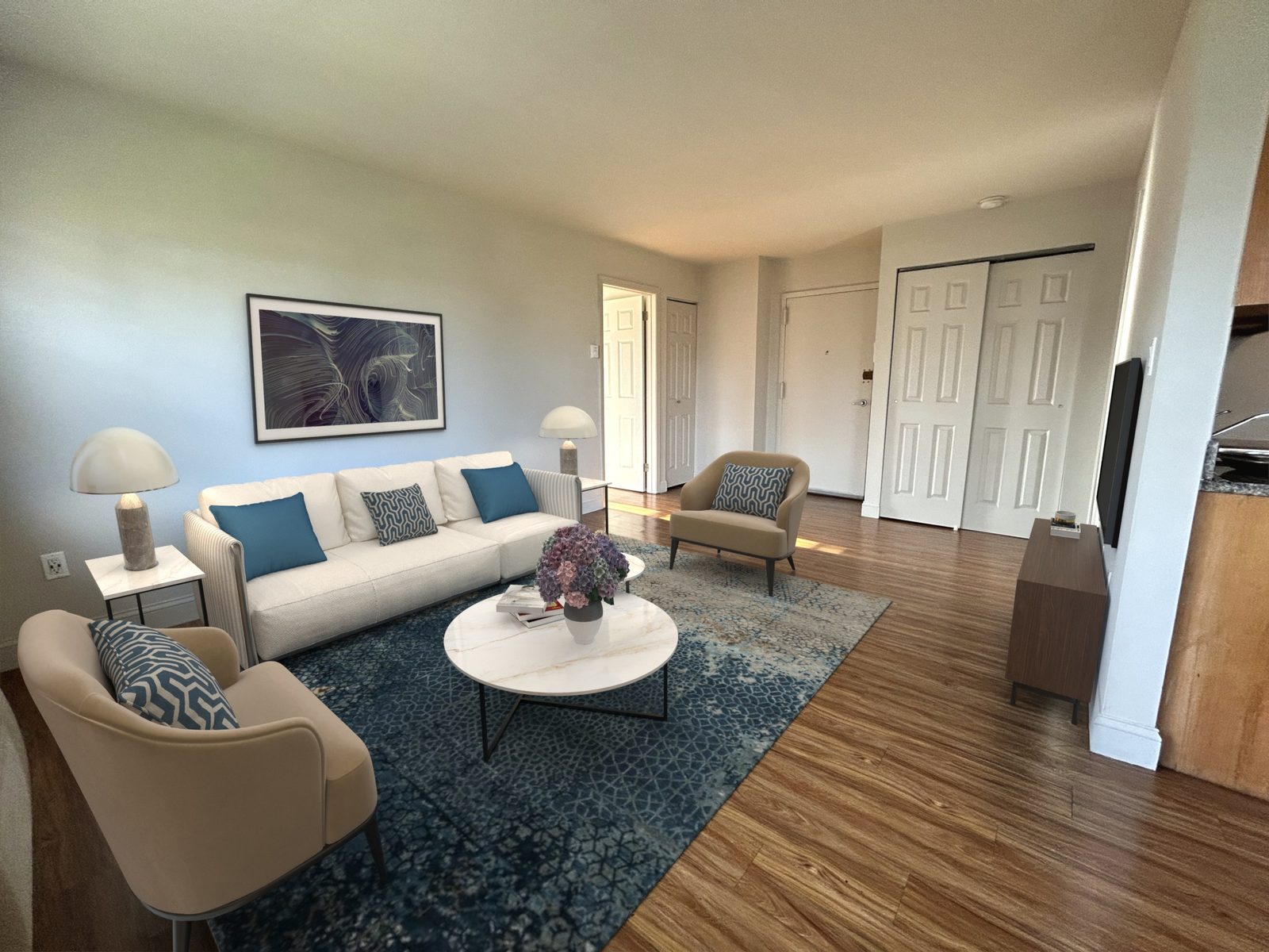 One-bedroom living room at Black Rock Gardens