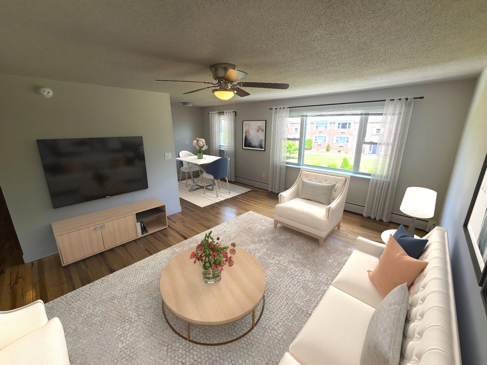 One-bedroom living room at Colonial Village