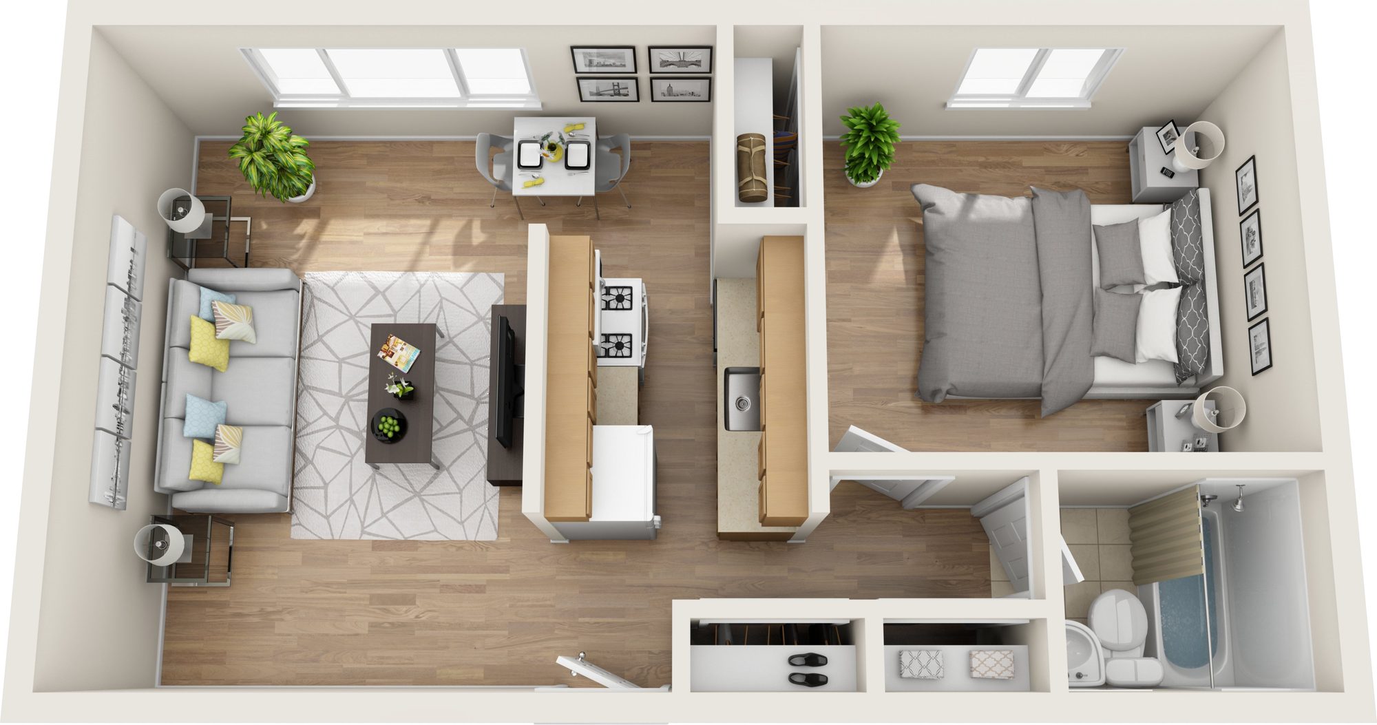 One Bedroom floor plan at Cypress Apartments, Bridgeport, CT