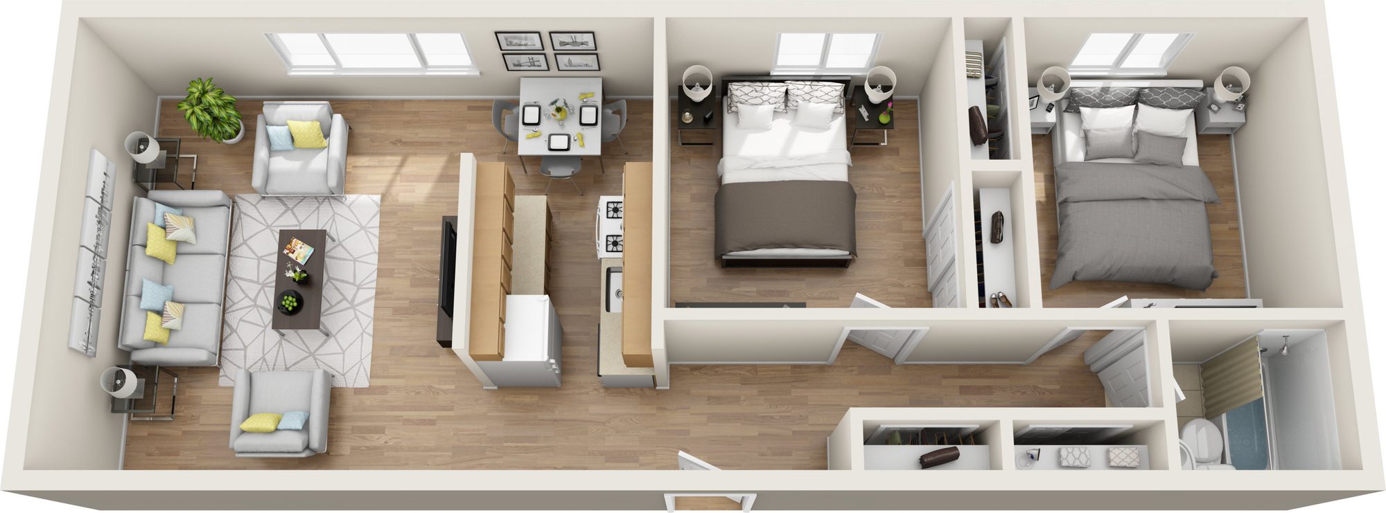 Two Bedroom floor plan at Cypress Apartments, Bridgeport, CT
