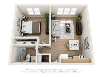 1-Bedroom Floorplan A