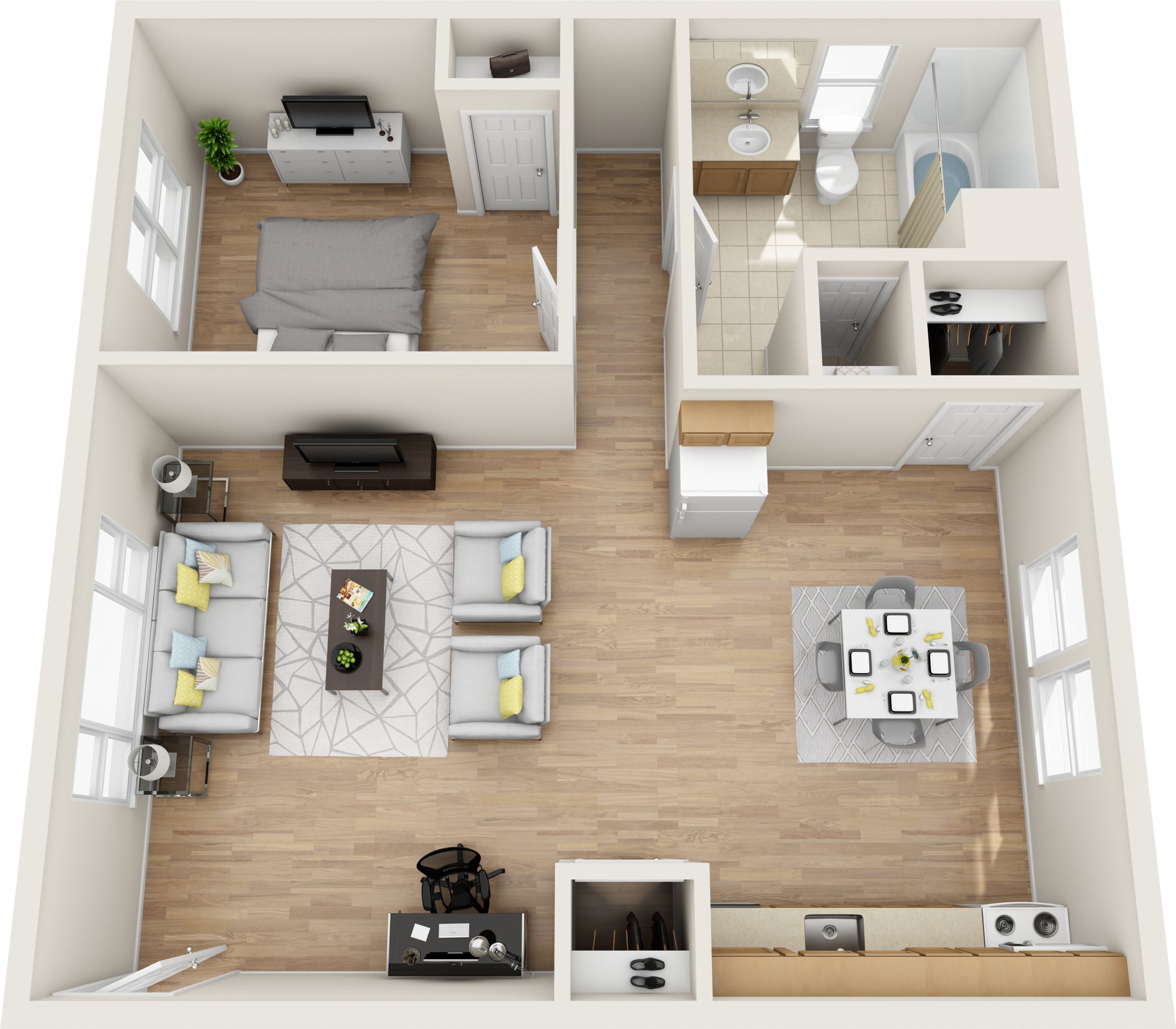 One Bedroom Deluxe floor plan at Ridgefield Apartments, Town of Poughkeepsie, NY