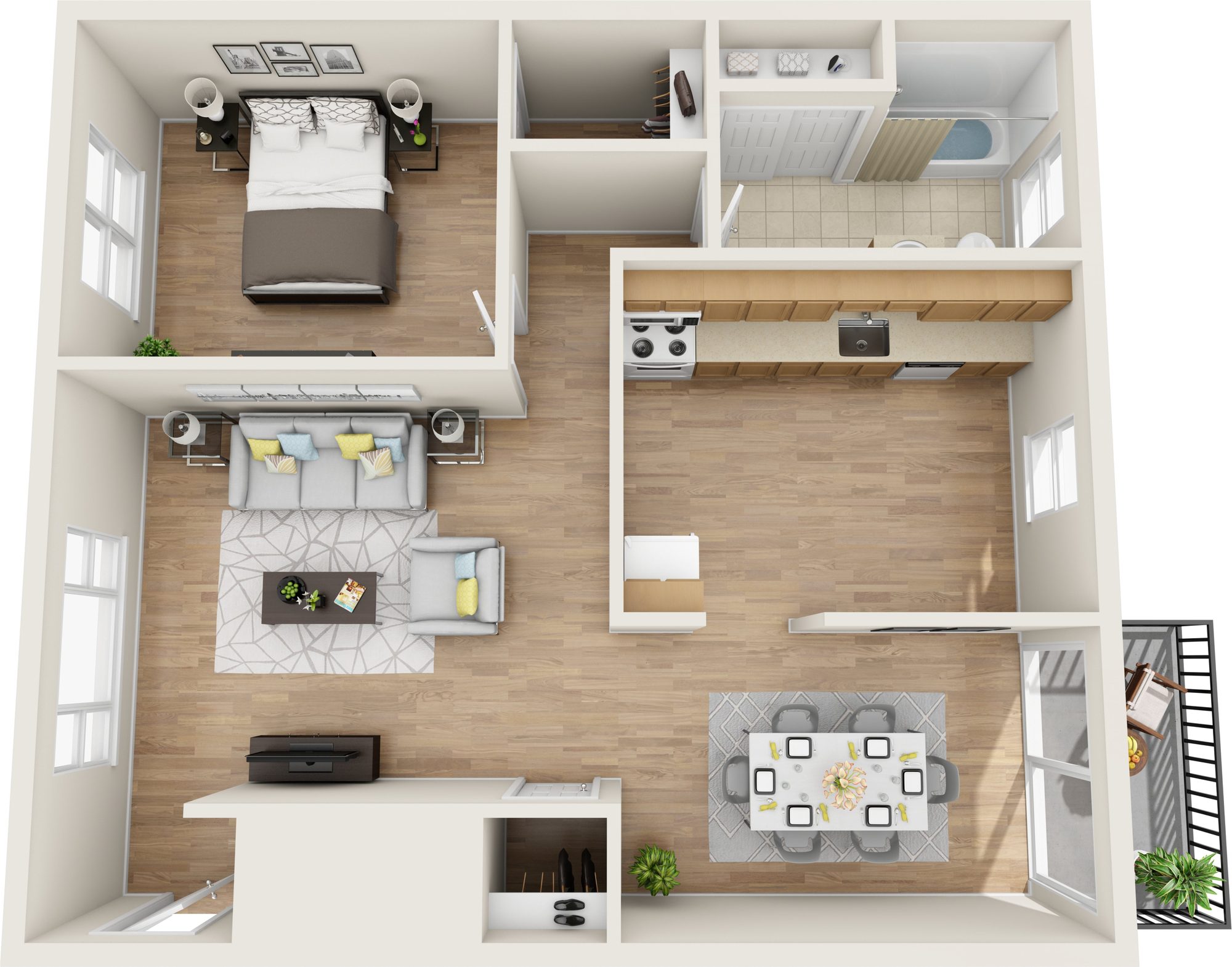 One Bedroom Premium floor plan at Ridgefield Apartments, Town of Poughkeepsie, NY
